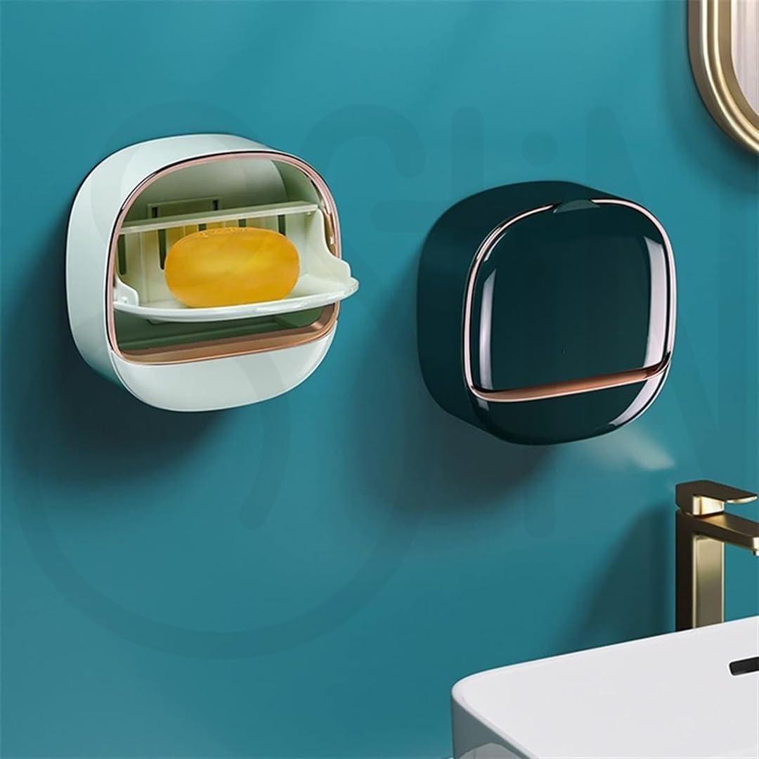 Wall Mounted Soap Holder with Drain Tray – Waterproof Stylish Soap Dish for Kitchen & Bathroom
